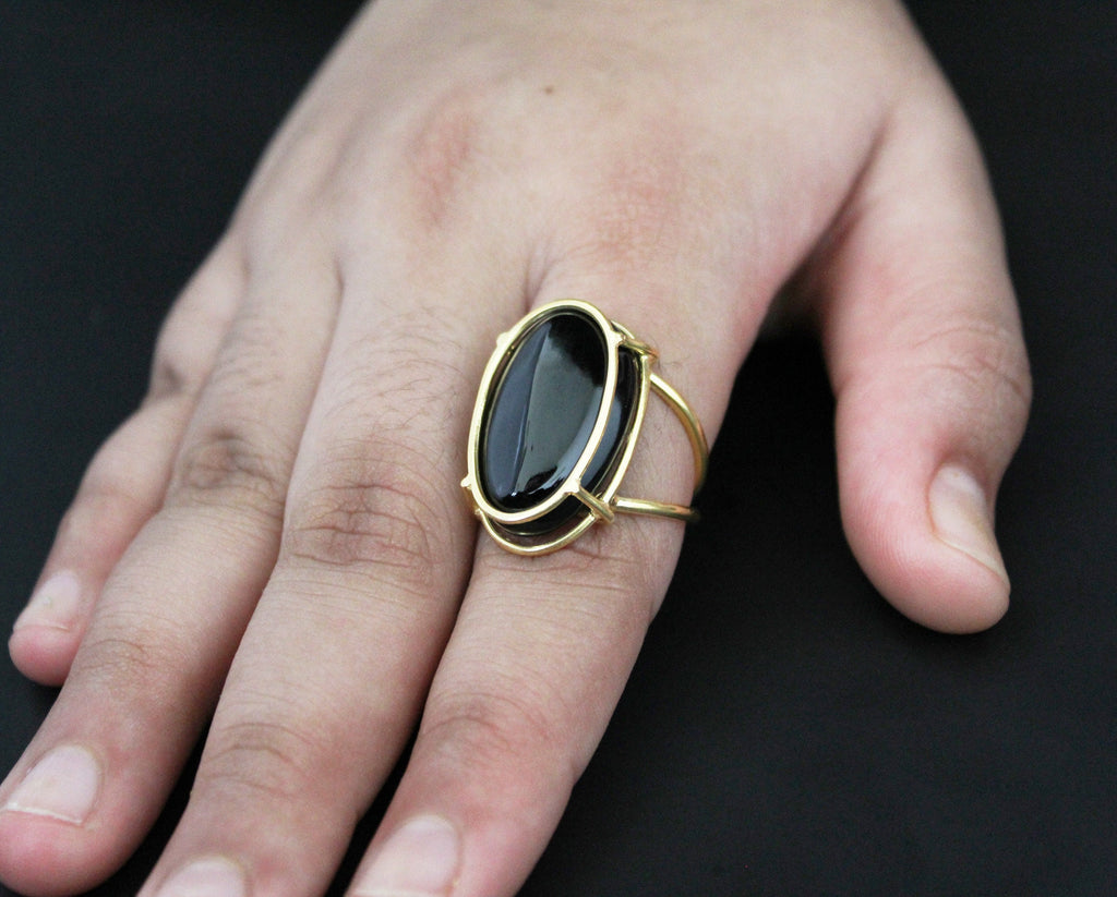 Handmade Black Onyx Ring, Gold Vermeil, Statement Jewelry
