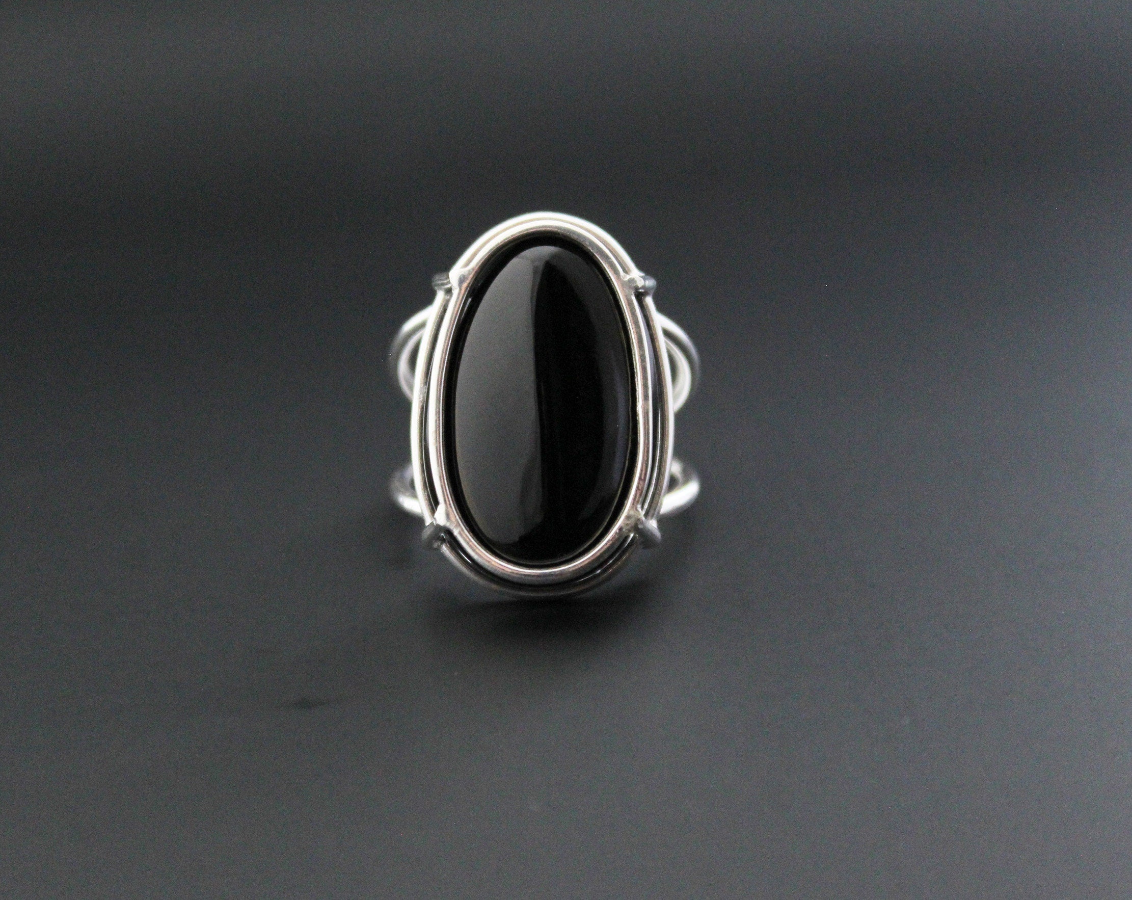 Oval Black Onyx Ring, Natural Black Gemstone, Handmade Mothers Day Gift, Proposal Gift, 925 sterling silver