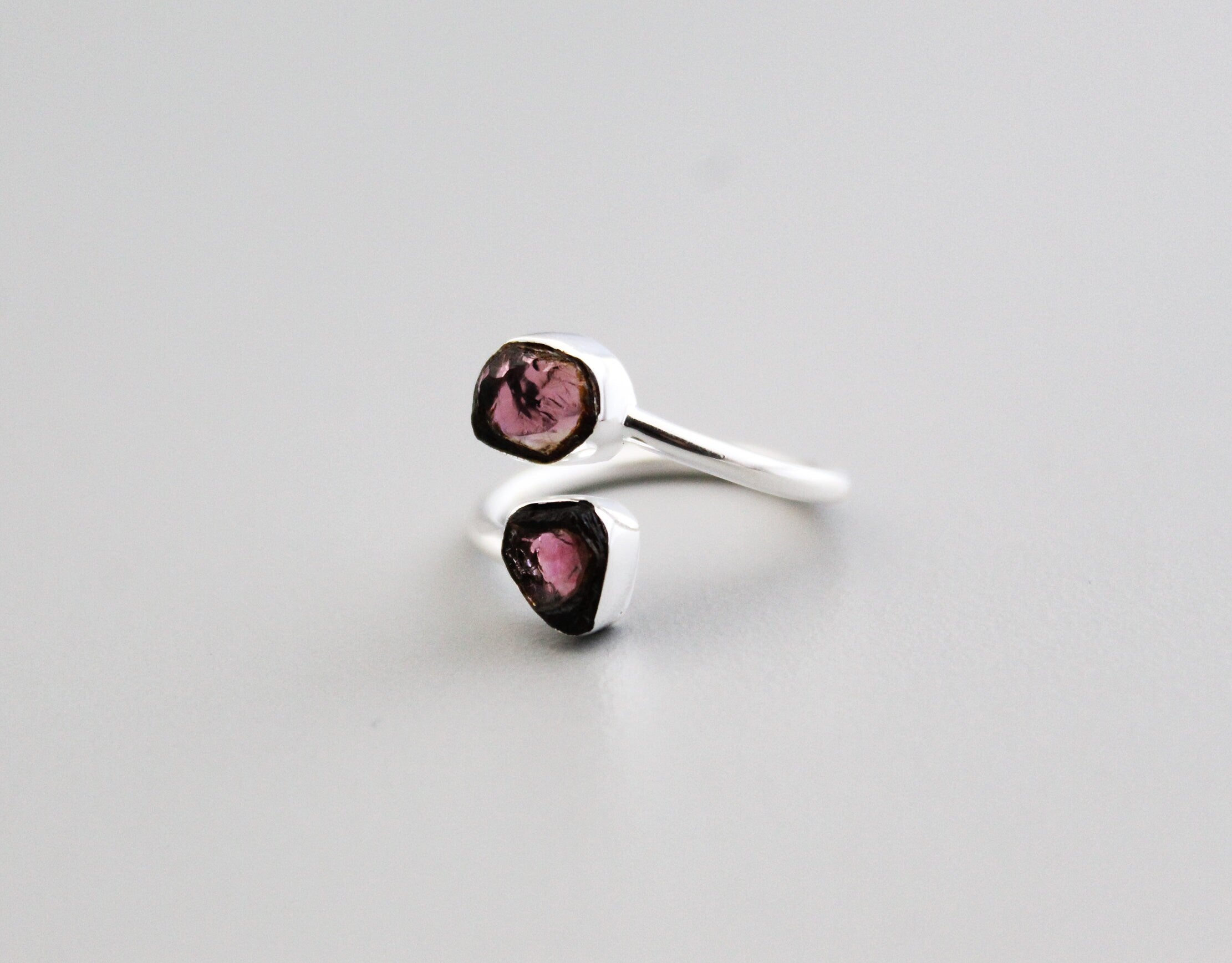 Raw Tourmaline Ring, Raw Crystal Ring, Adjustable Band, Rough Gemstone ring, Delicate Ring, Sterling silver ring, Birthstone ring, Stacking