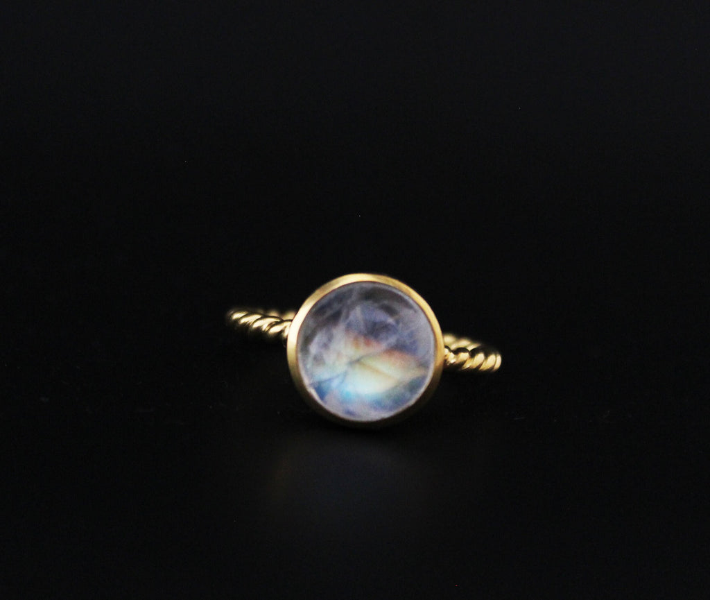 Rainbow Moonstone Ring, Handmade 18K Gold Filled, Dainty Promise Ring, Moonstone Jewelry, Gift for Girlfriend, Sterling Silver