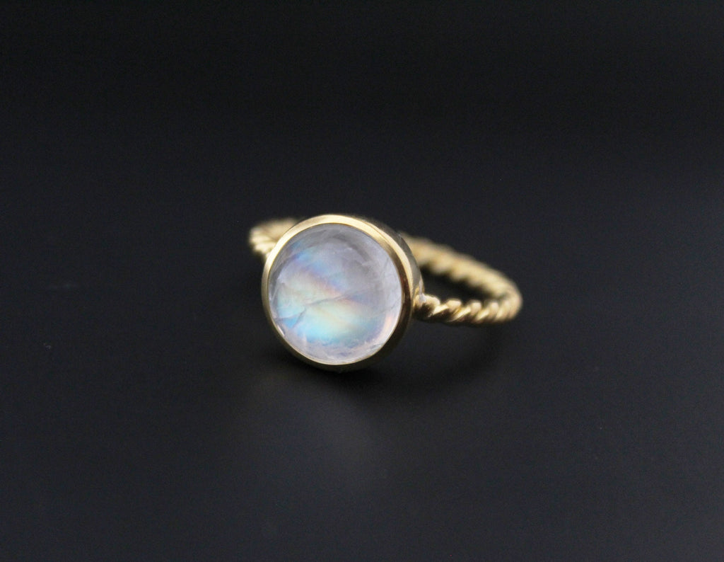 Rainbow Moonstone Ring, Handmade 18K Gold Filled, Dainty Promise Ring, Moonstone Jewelry, Gift for Girlfriend, Sterling Silver