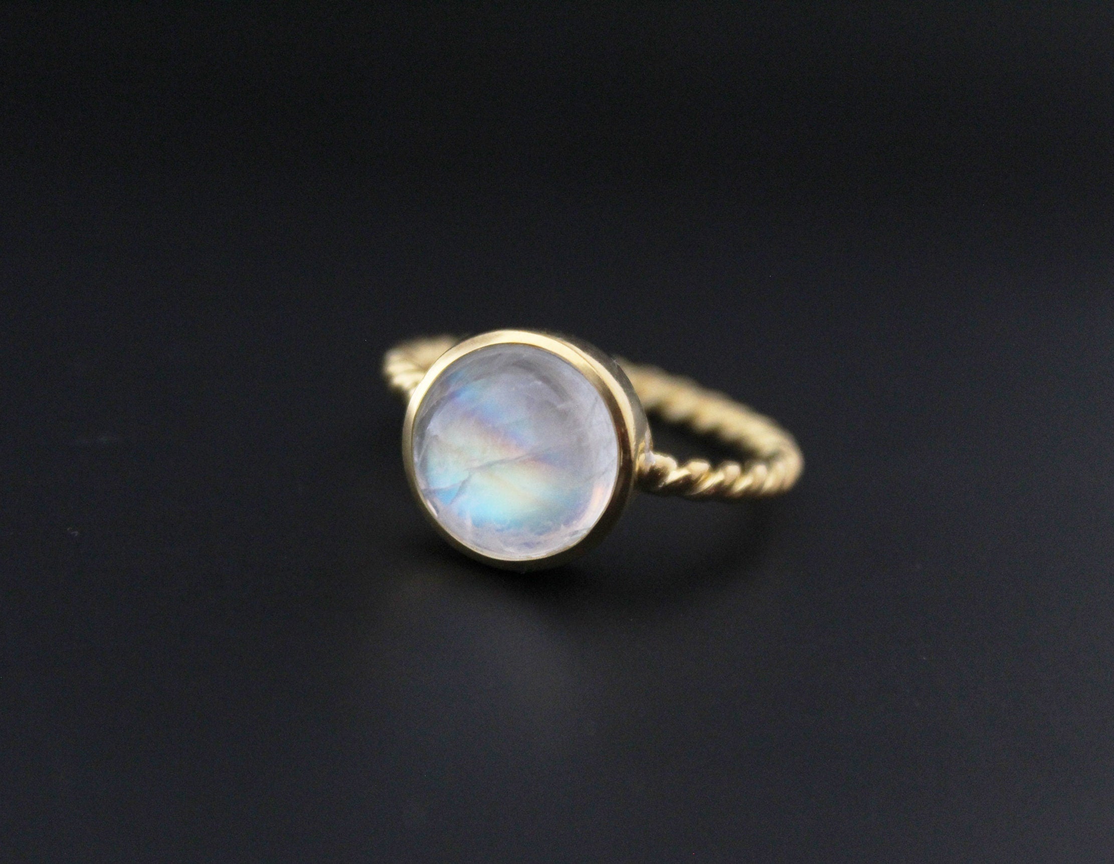 Rainbow Moonstone Ring, Handmade 18K Gold Filled, Dainty Promise Ring, Moonstone Jewelry, Gift for Girlfriend, Sterling Silver