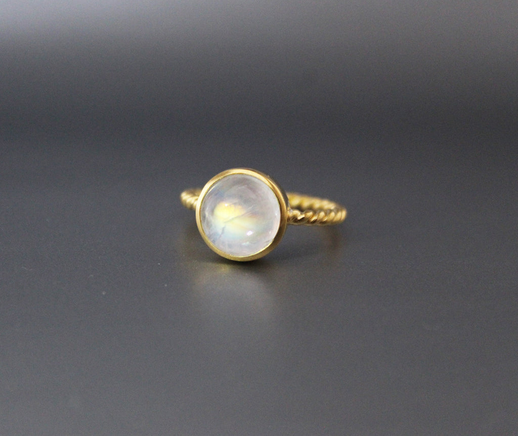 Rainbow Moonstone Ring, Handmade 18K Gold Filled, Dainty Promise Ring, Moonstone Jewelry, Gift for Girlfriend, Sterling Silver