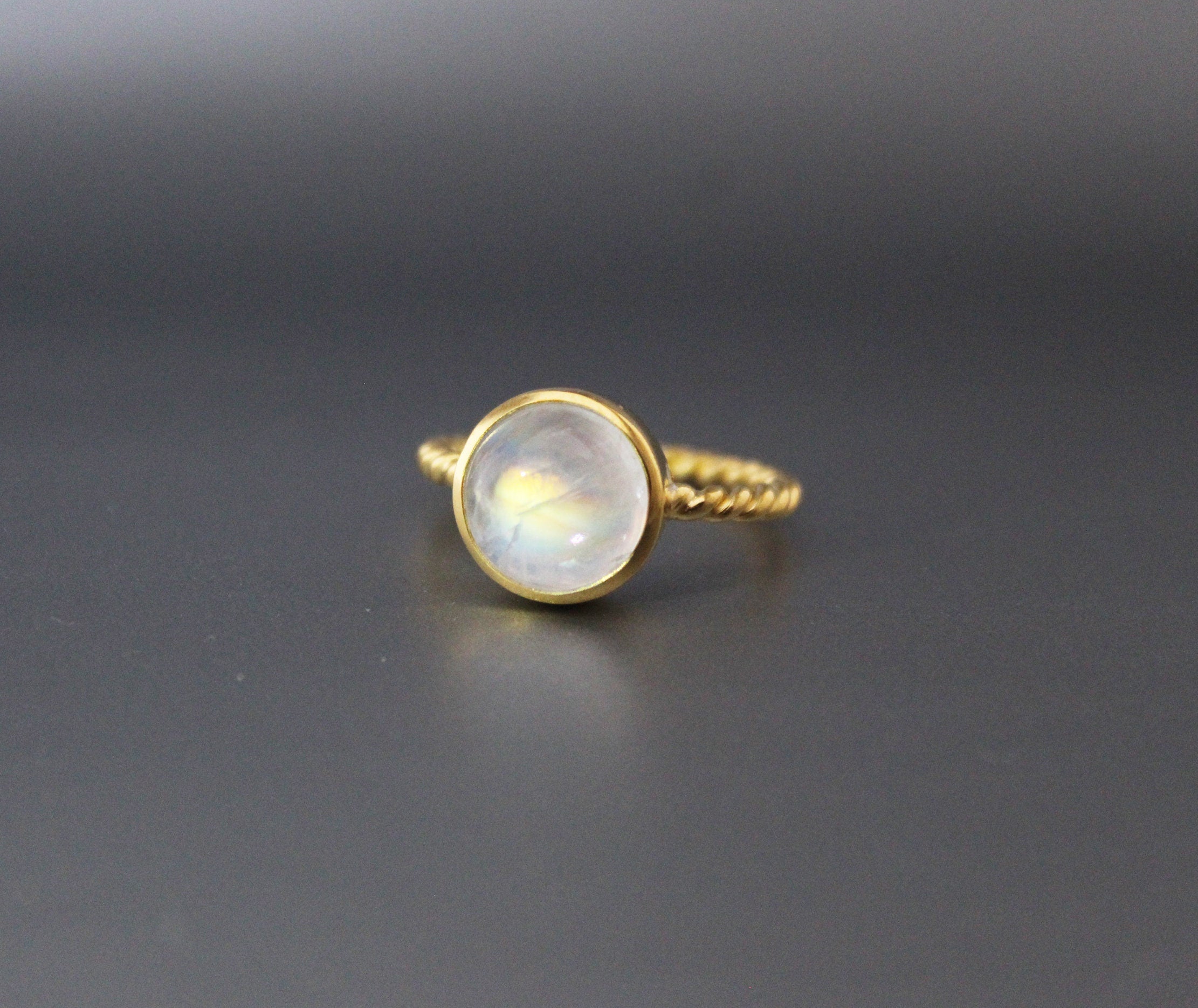 Rainbow Moonstone Ring, Handmade 18K Gold Filled, Dainty Promise Ring, Moonstone Jewelry, Gift for Girlfriend, Sterling Silver