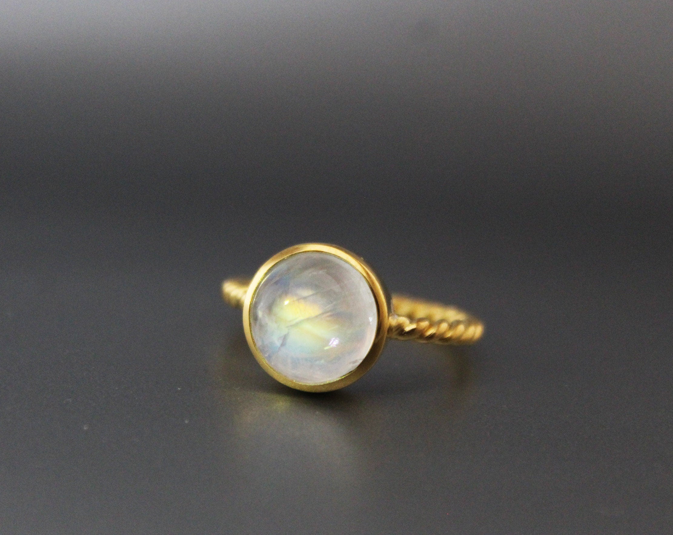 Rainbow Moonstone Ring, Handmade 18K Gold Filled, Dainty Promise Ring, Moonstone Jewelry, Gift for Girlfriend, Sterling Silver