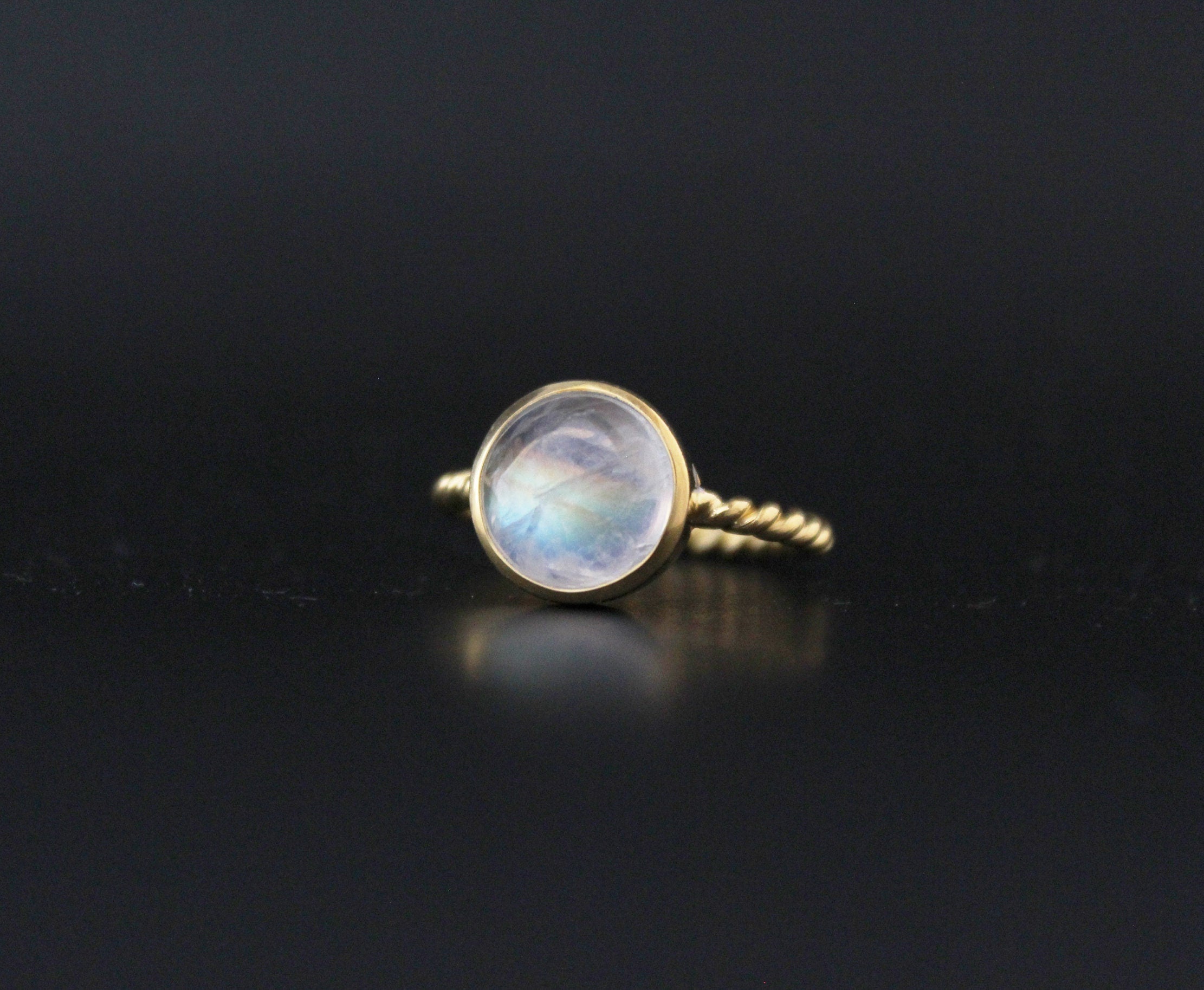 Rainbow Moonstone Ring, Handmade 18K Gold Filled, Dainty Promise Ring, Moonstone Jewelry, Gift for Girlfriend, Sterling Silver