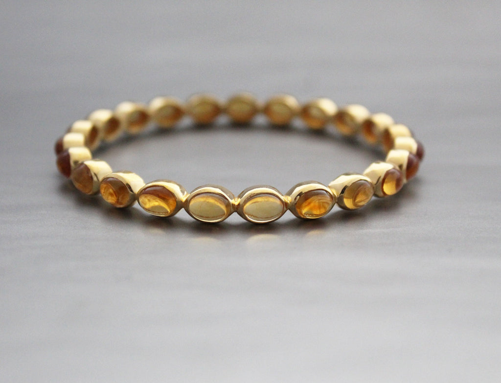 Citrine Gemstone Bracelet, Gold Plated, November Birthstone, Manifestation Ring, Gift For Mom