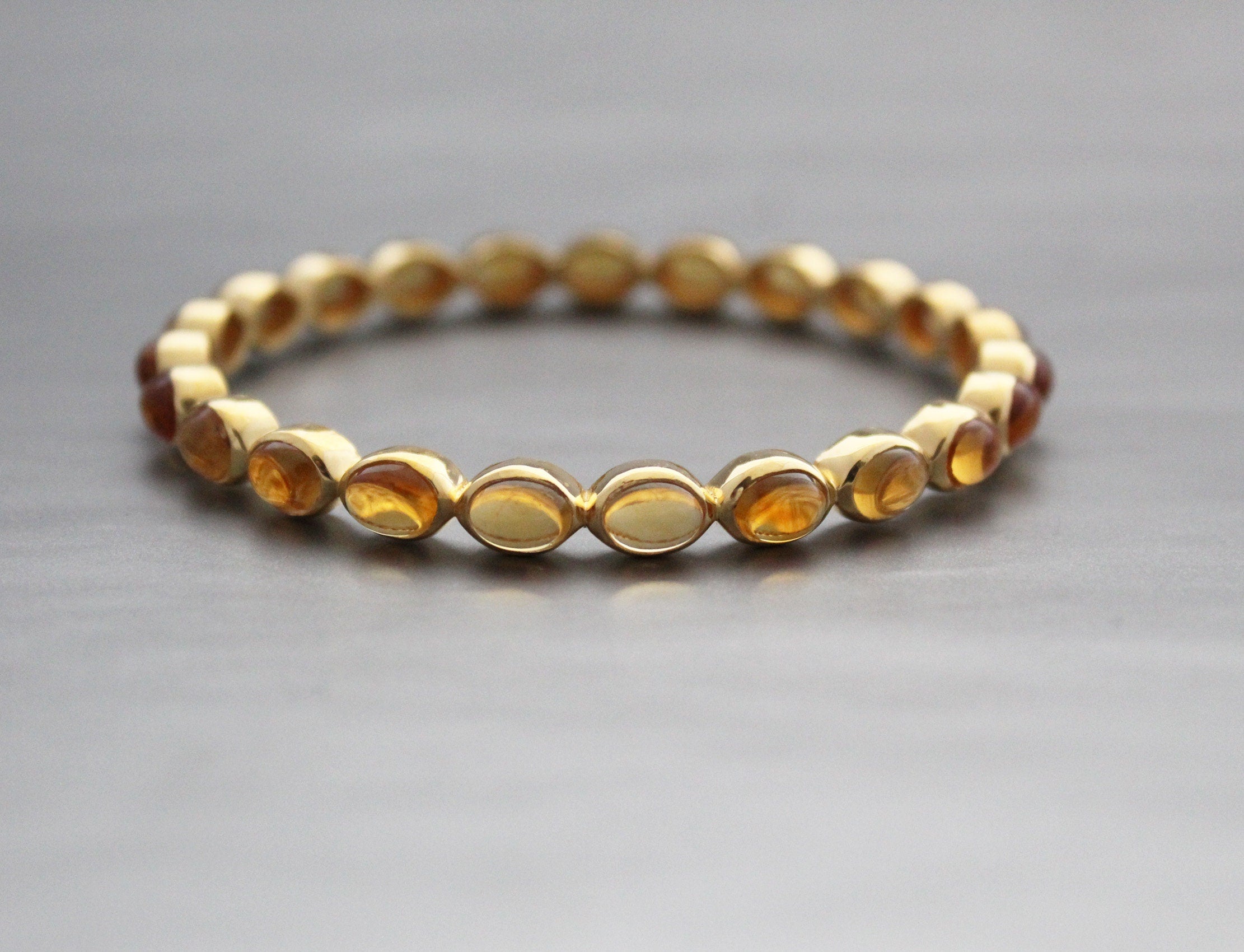 Citrine Gemstone Bracelet, Gold Plated, November Birthstone, Manifestation Ring, Gift For Mom