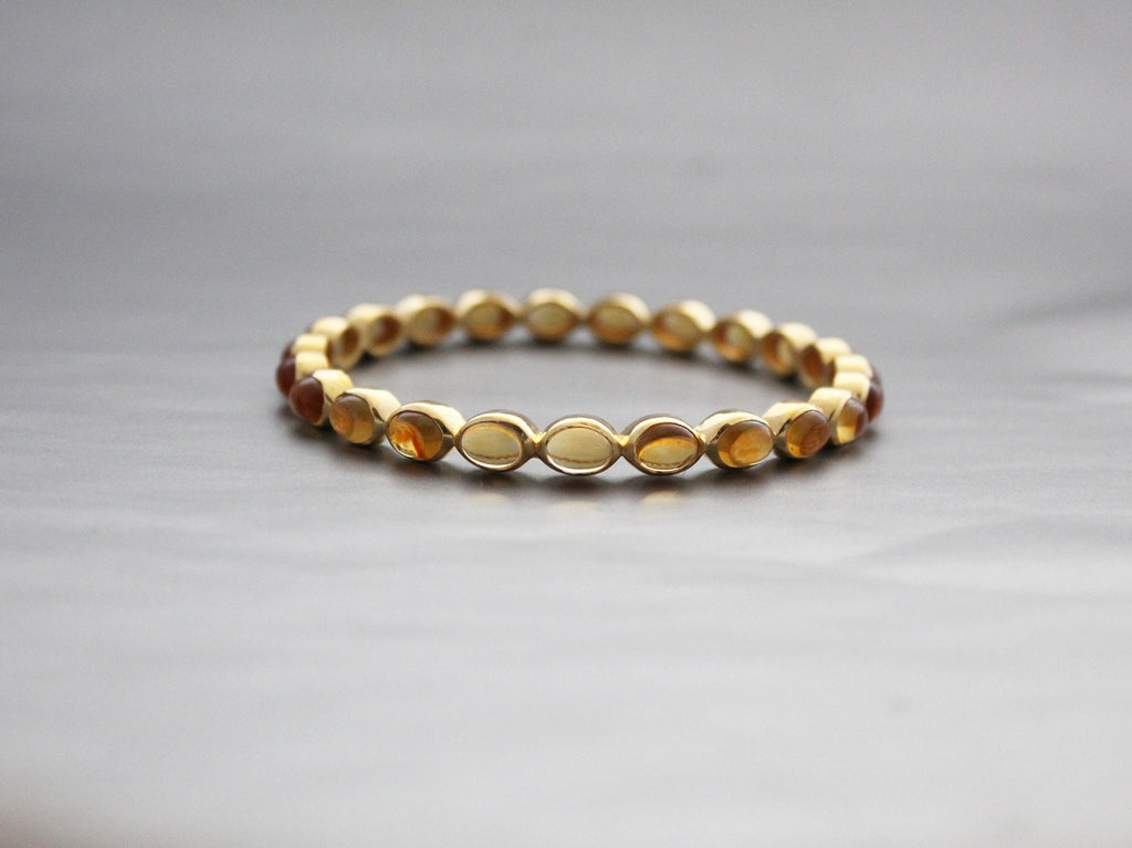 Citrine Gemstone Bracelet, Gold Plated, November Birthstone, Manifestation Ring, Gift For Mom