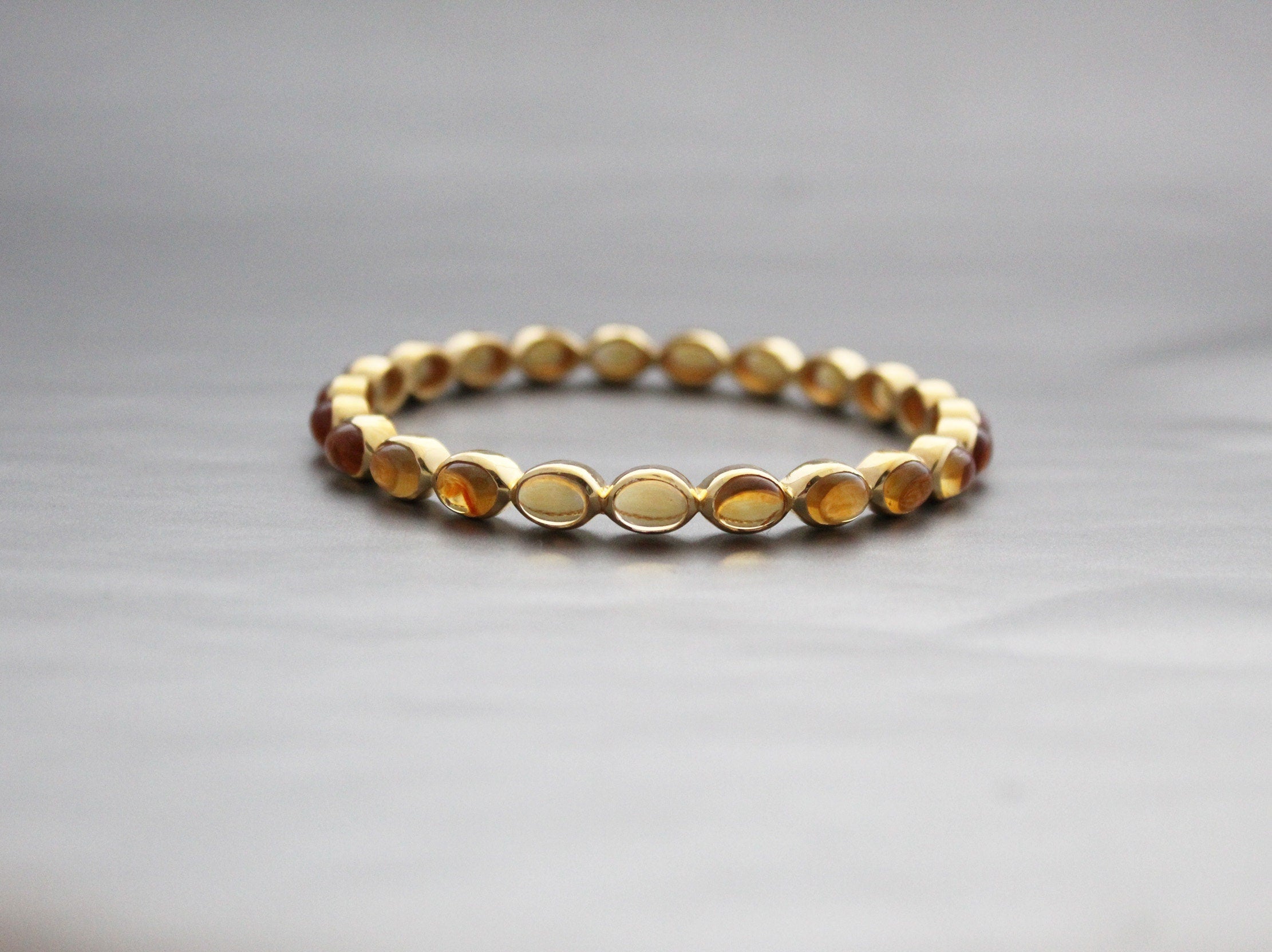 Citrine Gemstone Bracelet, Gold Plated, November Birthstone, Manifestation Ring, Gift For Mom
