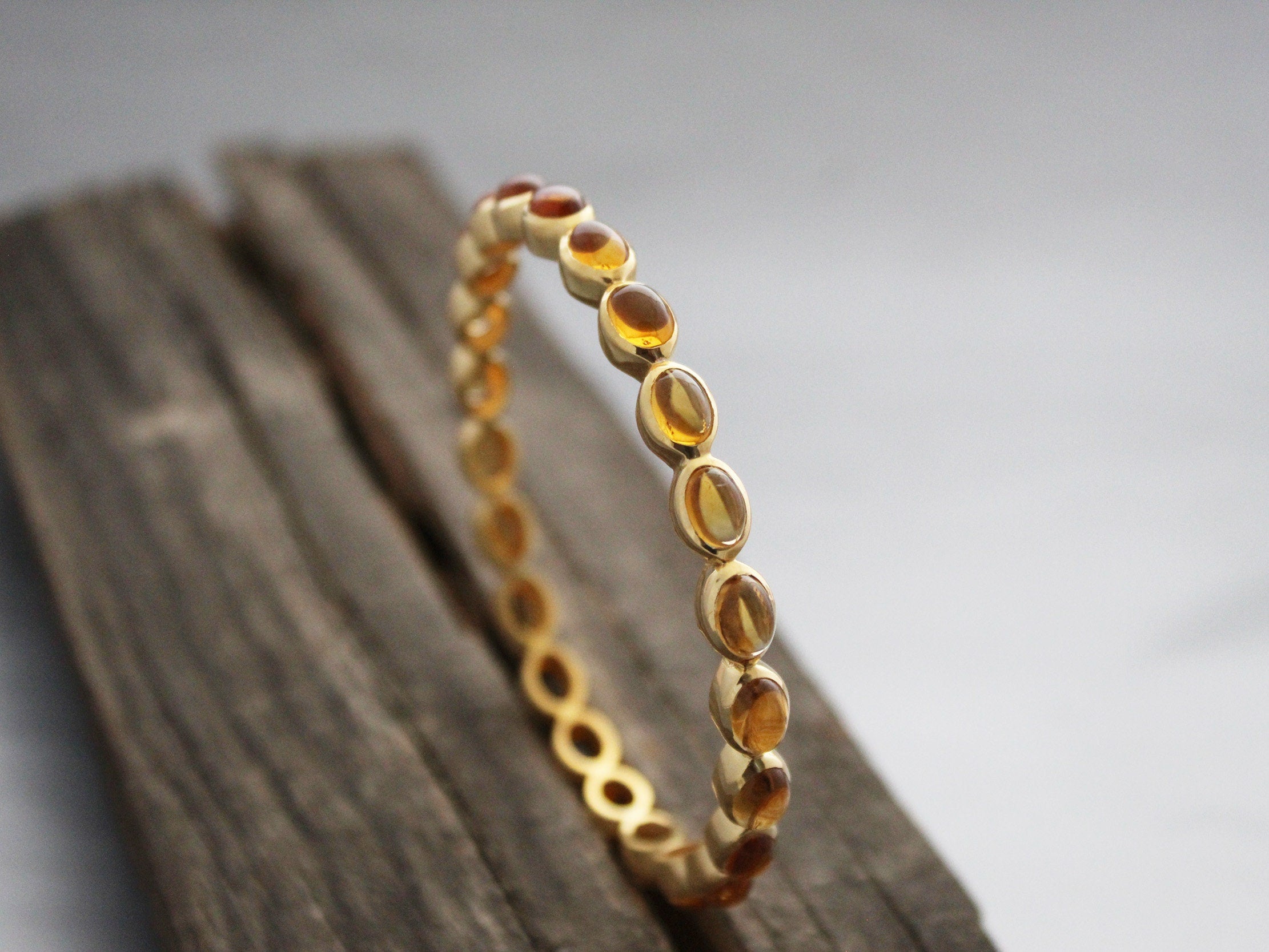 Citrine Gemstone Bracelet, Gold Plated, November Birthstone, Manifestation Ring, Gift For Mom