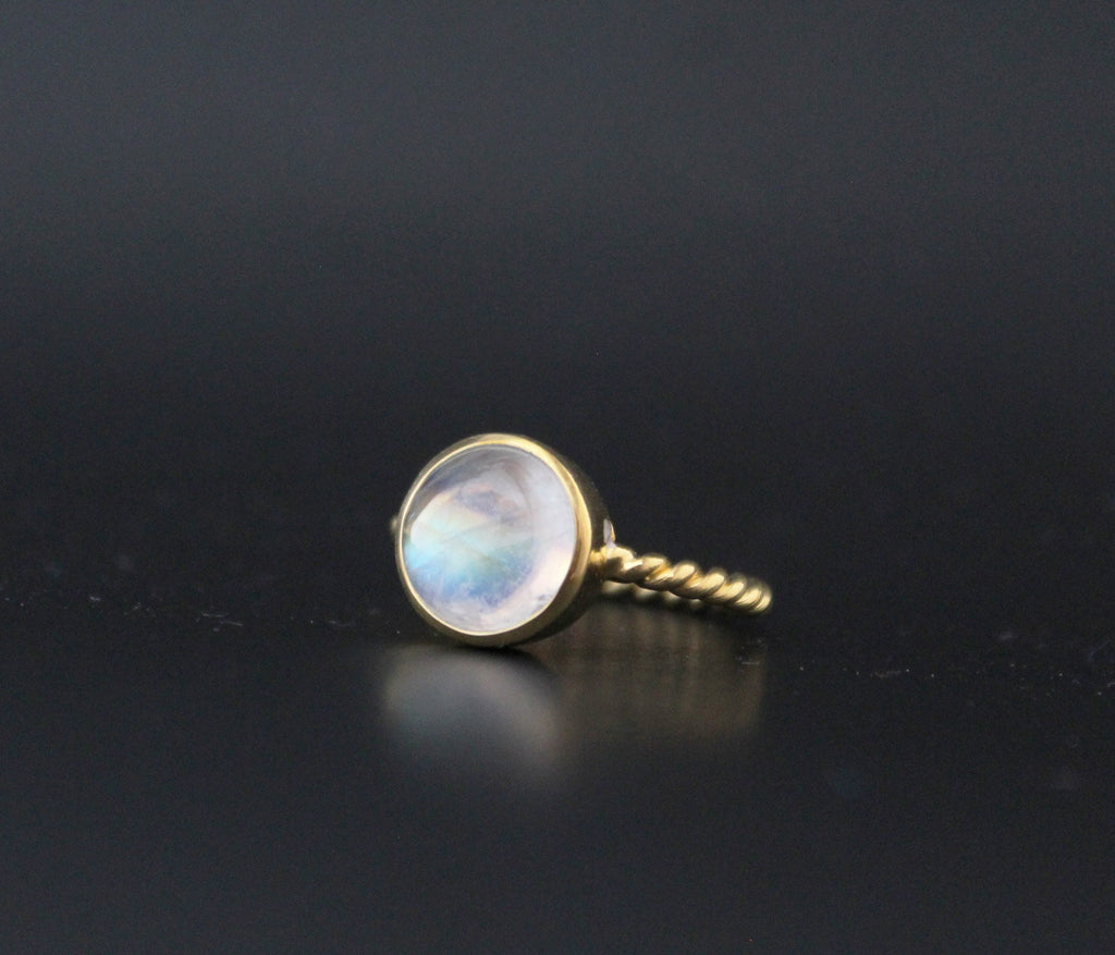 Rainbow Moonstone Ring, Handmade 18K Gold Filled, Dainty Promise Ring, Moonstone Jewelry, Gift for Girlfriend, Sterling Silver