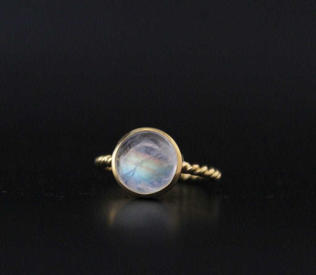 Rainbow Moonstone Ring, Handmade 18K Gold Filled, Dainty Promise Ring, Moonstone Jewelry, Gift for Girlfriend, Sterling Silver