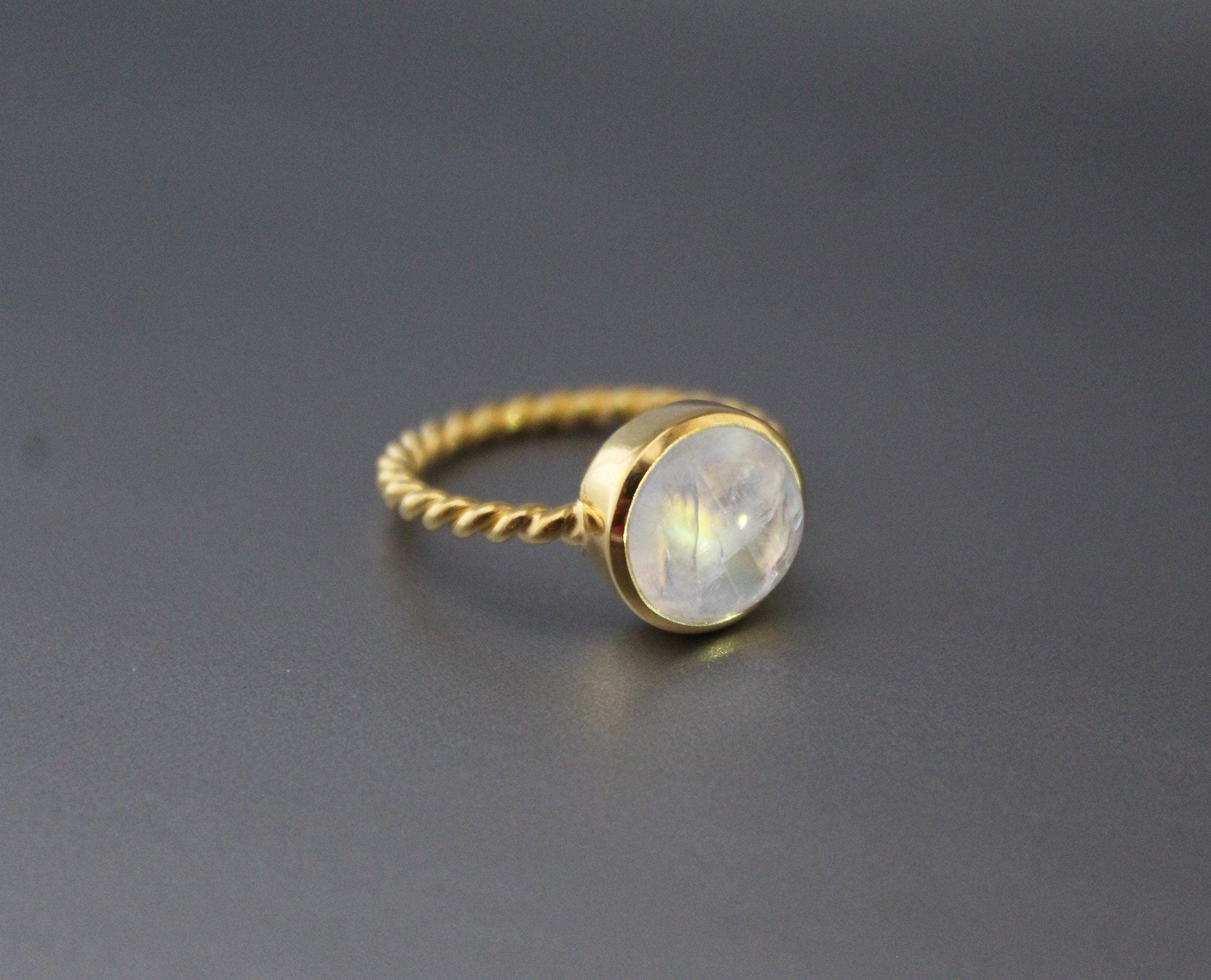 Rainbow Moonstone Ring, Handmade 18K Gold Filled, Dainty Promise Ring, Moonstone Jewelry, Gift for Girlfriend, Sterling Silver