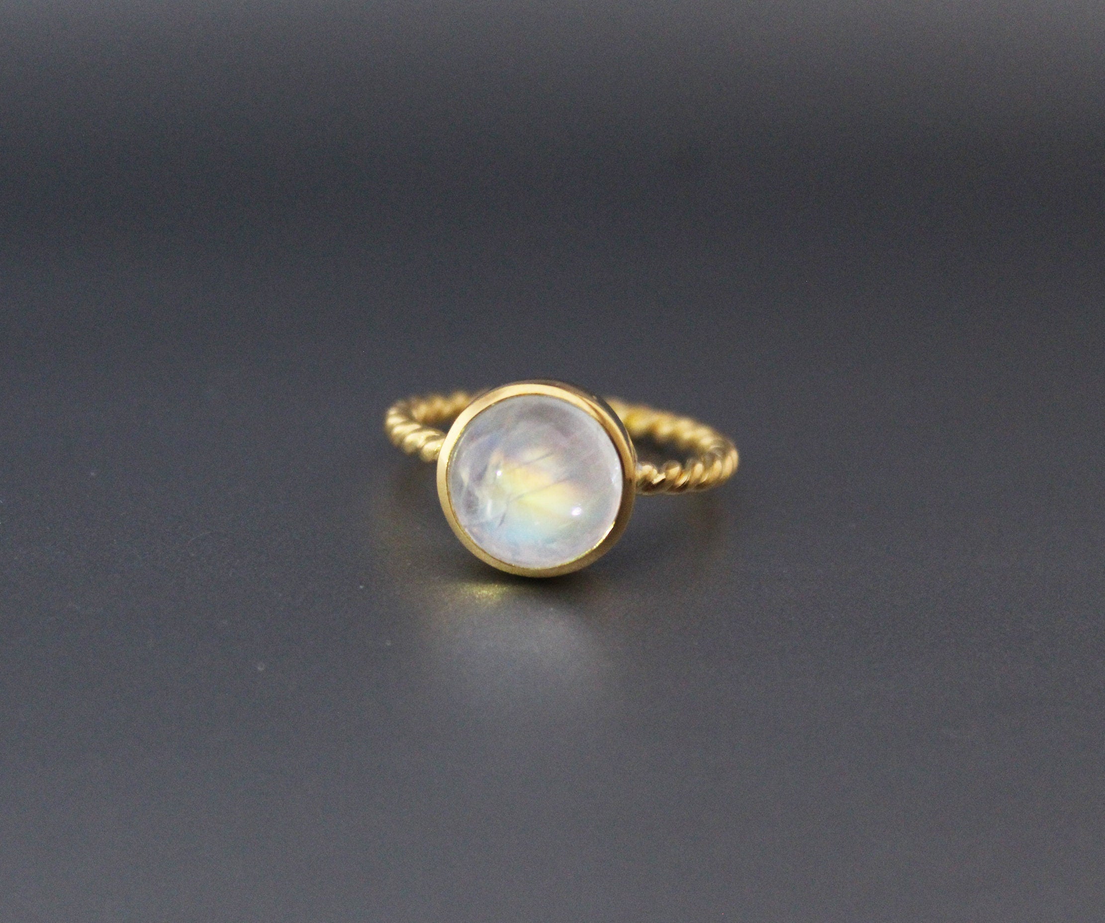 Rainbow Moonstone Ring, Handmade 18K Gold Filled, Dainty Promise Ring, Moonstone Jewelry, Gift for Girlfriend, Sterling Silver