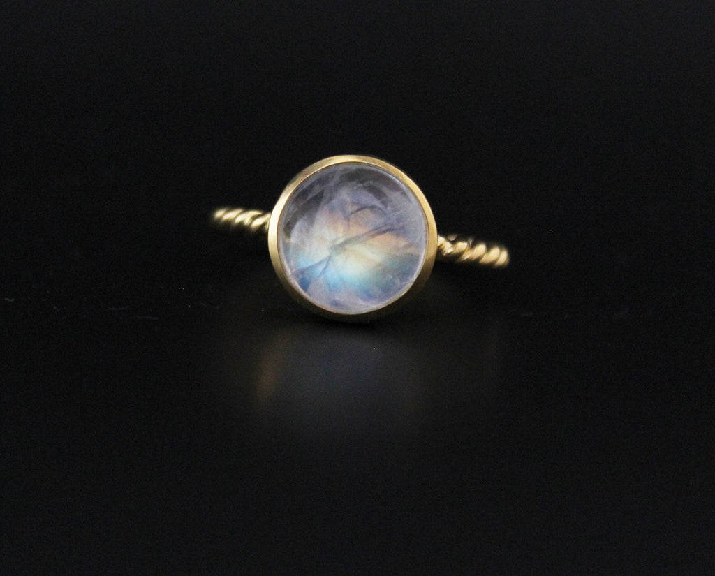 Rainbow Moonstone Ring, Handmade 18K Gold Filled, Dainty Promise Ring, Moonstone Jewelry, Gift for Girlfriend, Sterling Silver
