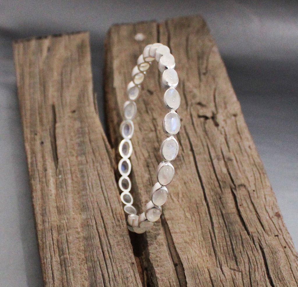 Rainbow Moonstone Bracelet, Sterling Silver, Celestial Jewelry, June Birthstone, Bridesmaid Gift