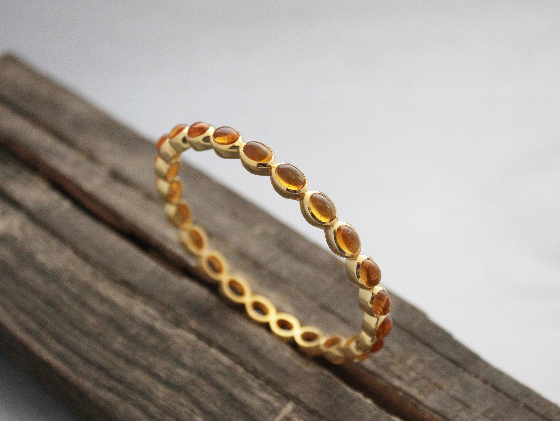 Citrine Gemstone Bracelet, Gold Plated, November Birthstone, Manifestation Ring, Gift For Mom