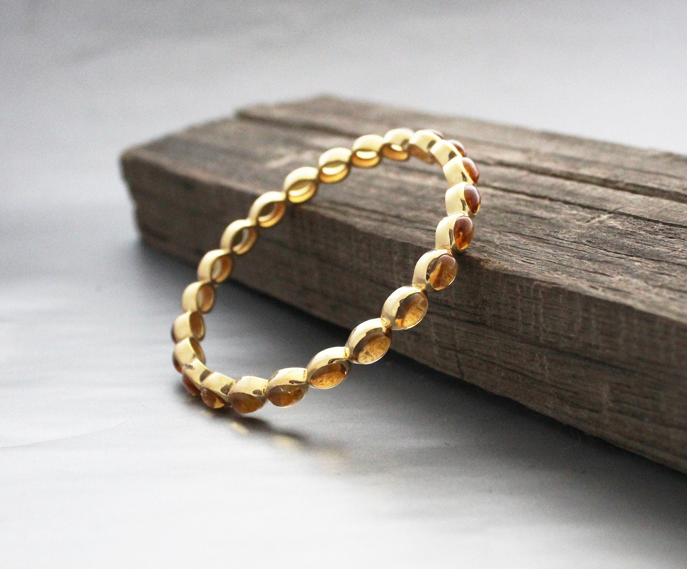 Citrine Gemstone Bracelet, Gold Plated, November Birthstone, Manifestation Ring, Gift For Mom