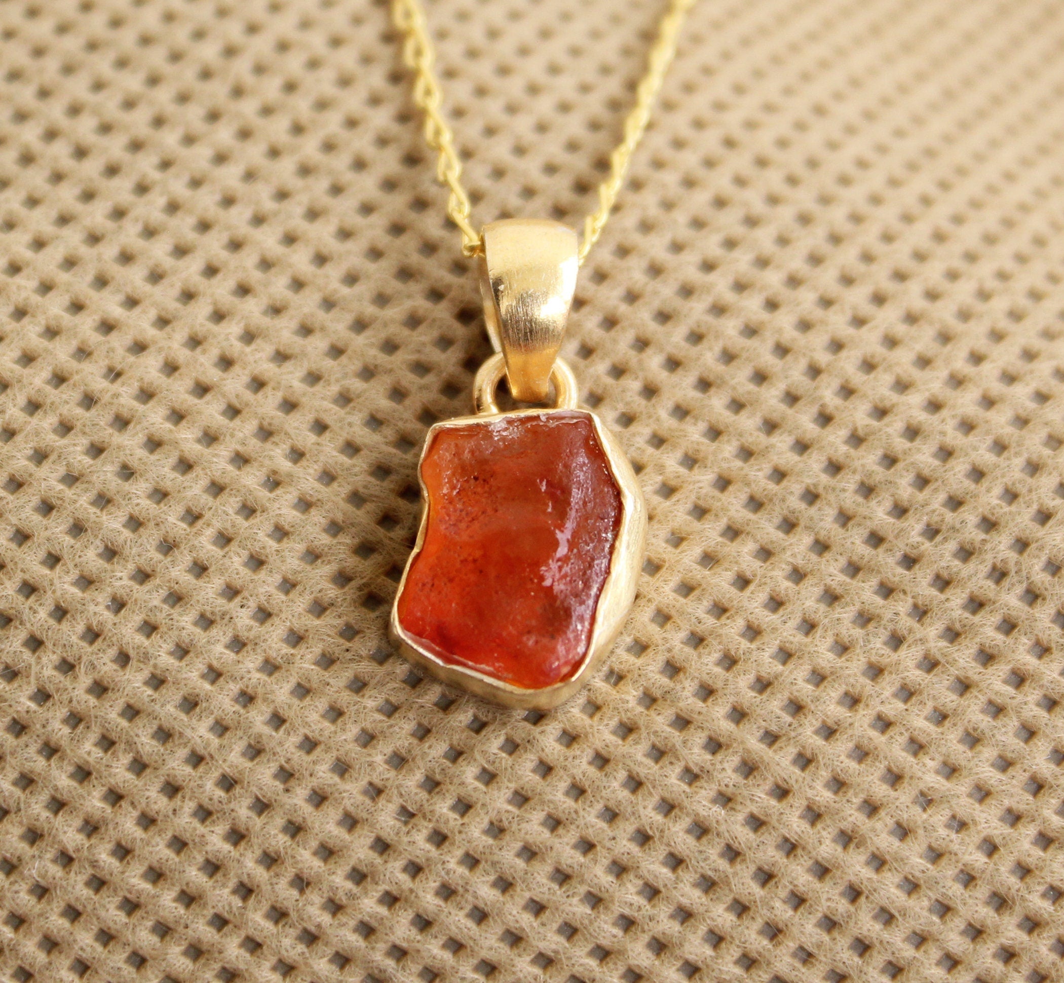 Raw Carnelian Necklace August Birthstone Necklace Rough Gemstone Necklace Healing Crystal Necklace Rough Carnelian Pendant Gift for Mother