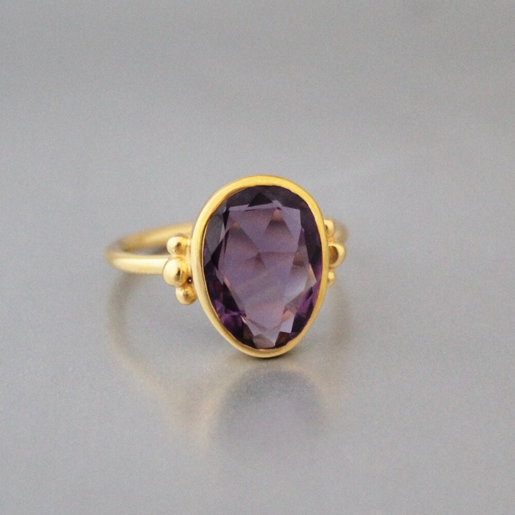 Handmade Sterling Silver Amethyst Ring, February Birthstone Jewelry, Natural Gemstone Jewelry, Birthday Gift For Her