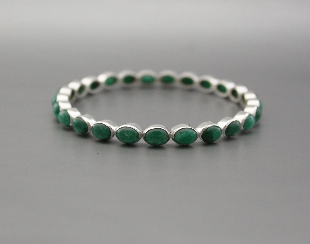 Green Emerald Bracelet, Sterling Silver, Bridal Jewelry, May Birthstone, Mothers Day Gift