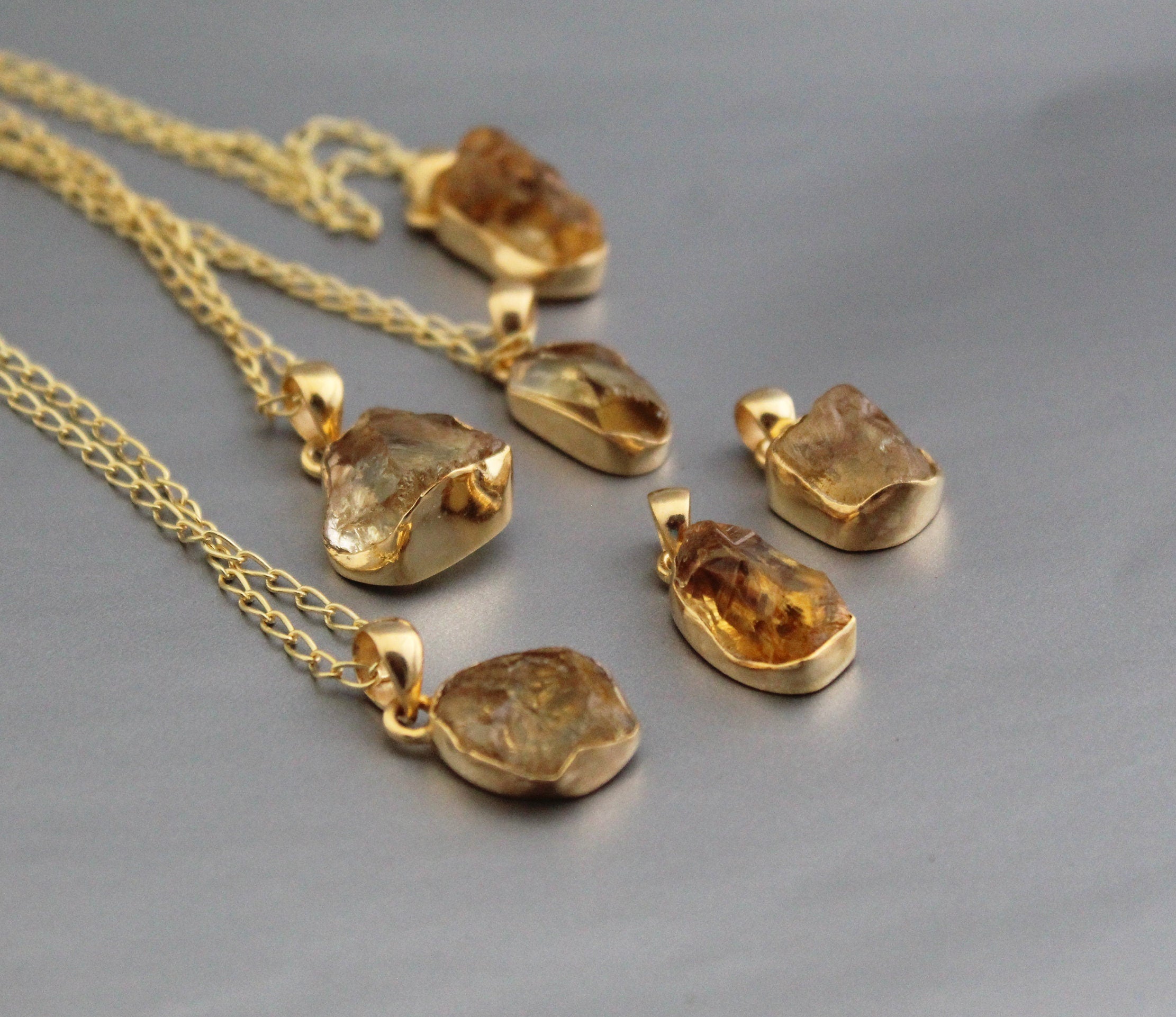 Raw Citrine Pendant Necklace, November Birthstone Necklace, Raw Citrine Necklace, Dainty Necklace, Raw Stone Necklace, Boho Style Necklace