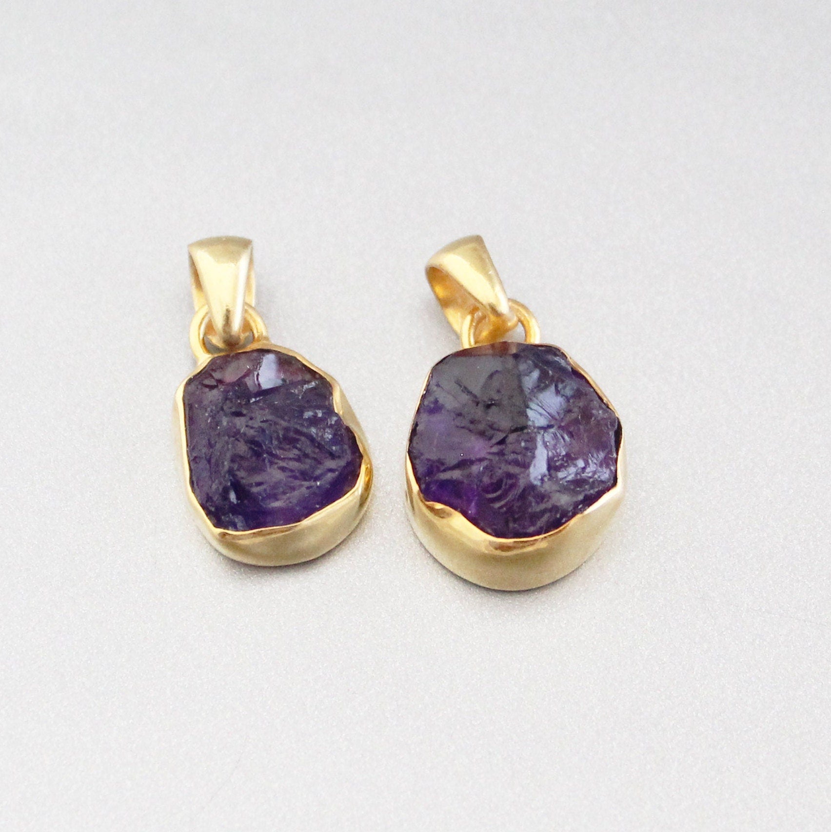Raw Amethyst Necklace, 18K Gold Vermiel, February Birthstone, Birthstone Necklace, Gemstone Necklace, Handmade Jewelry