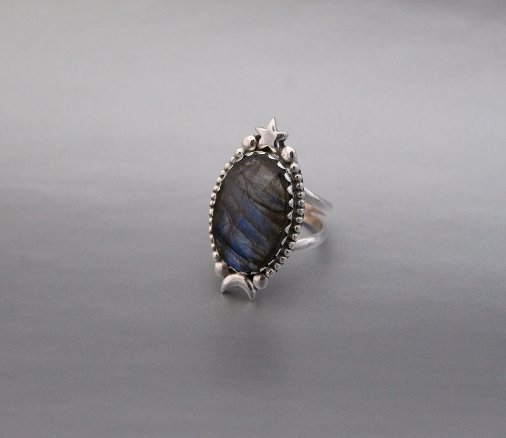 Natural Labradorite Ring, 925 Sterling Silver Ring, Unique Labradorite Ring, Birthstone Jewelry, Unique Ring, Rings for Gift