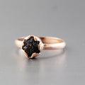 Natural Raw Black Diamond 925 Sterling Silver Ring, Engagement Gift, Gift for Mom, 14K Gold Vermiel, april birthstone
