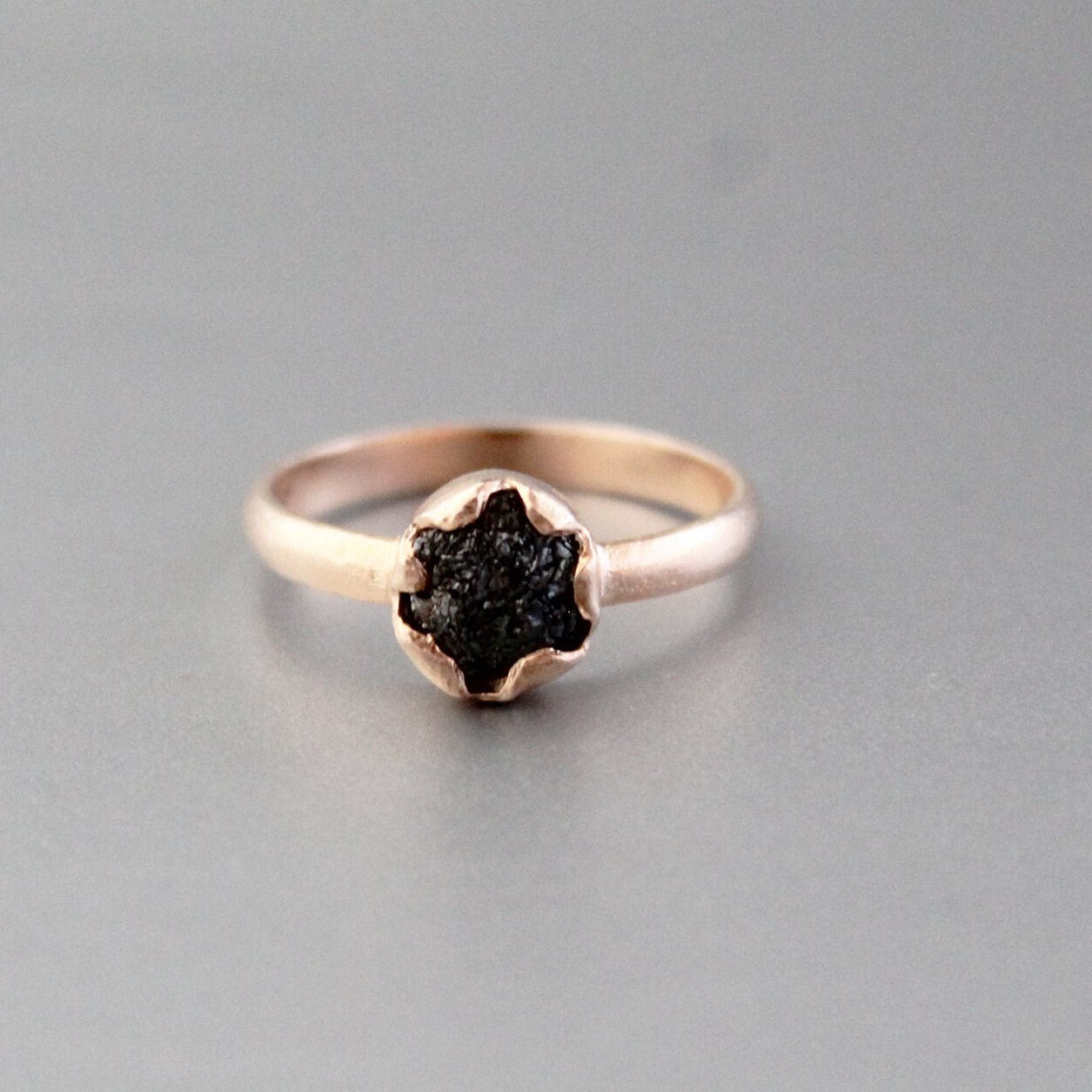 Natural Raw Black Diamond 925 Sterling Silver Ring, Engagement Gift, Gift for Mom, 14K Gold Vermiel, april birthstone