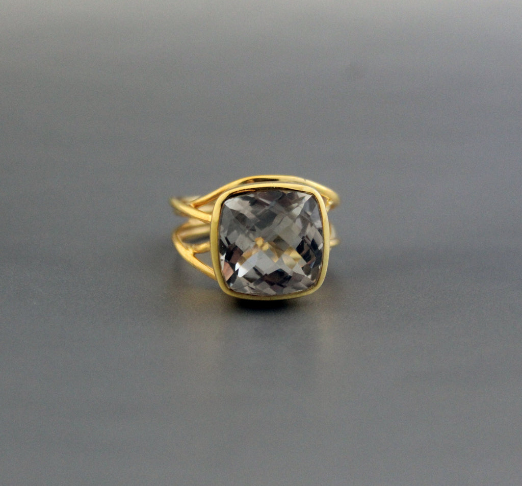 Green Amethyst Prasiolite Ring, 925 Solid Sterling Silver, 14k Gold Vermeil, Gift For Mother, rings for women