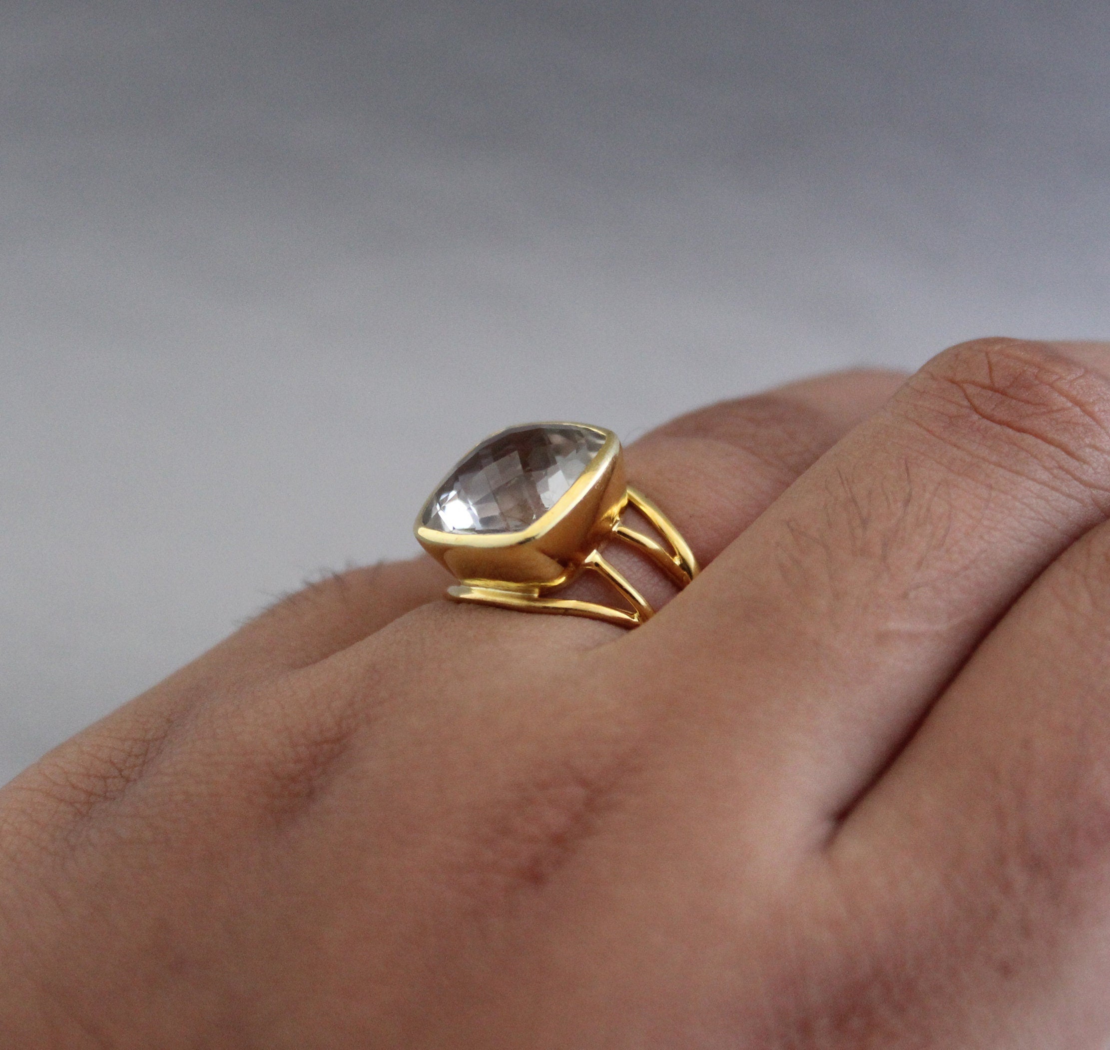 Green Amethyst Prasiolite Ring, 925 Solid Sterling Silver, 14k Gold Vermeil, Gift For Mother, rings for women