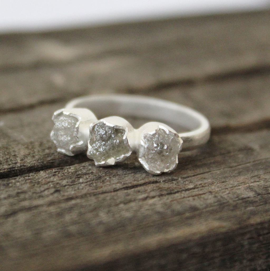 Raw Diamond Ring, April Birthstone, 18K Gold Filled, diamond ring-raw diamond ring, gift for bride