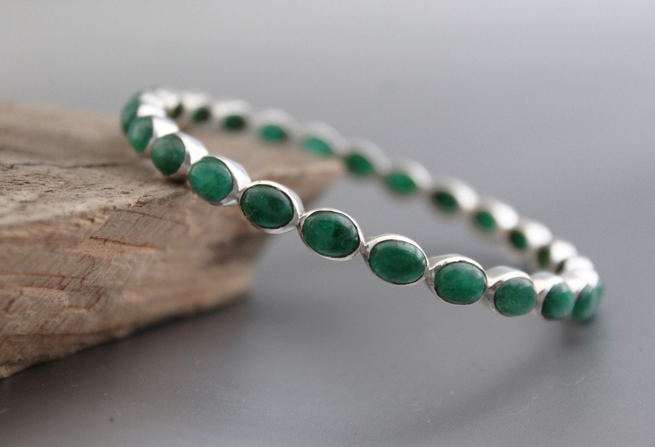 Green Emerald Bracelet, Sterling Silver, Bridal Jewelry, May Birthstone, Mothers Day Gift