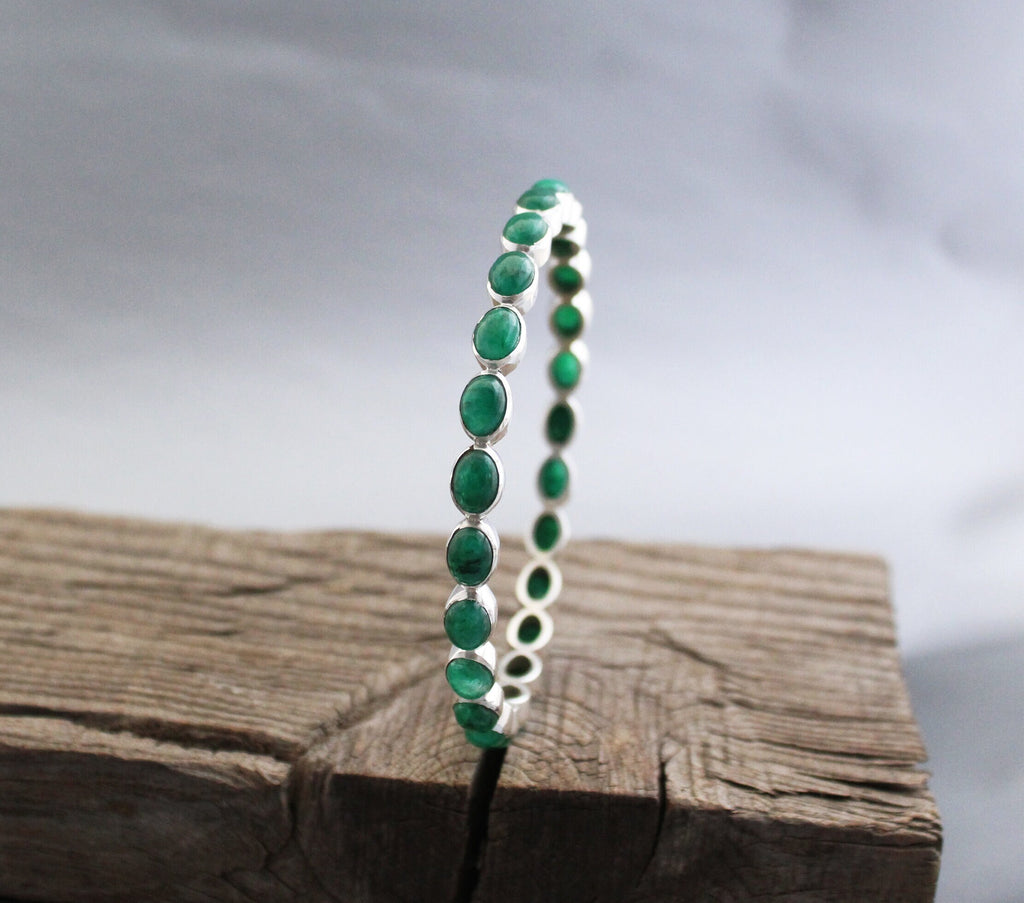 Green Emerald Bracelet, Sterling Silver, Bridal Jewelry, May Birthstone, Mothers Day Gift