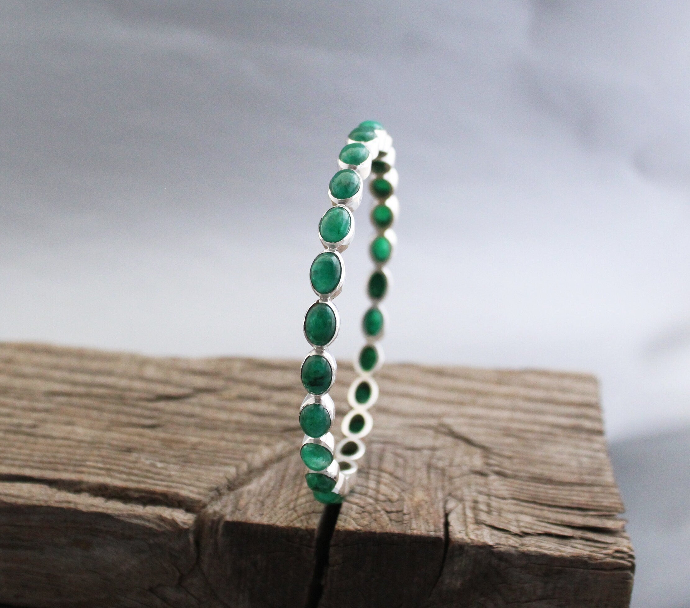 Green Emerald Bracelet, Sterling Silver, Bridal Jewelry, May Birthstone, Mothers Day Gift