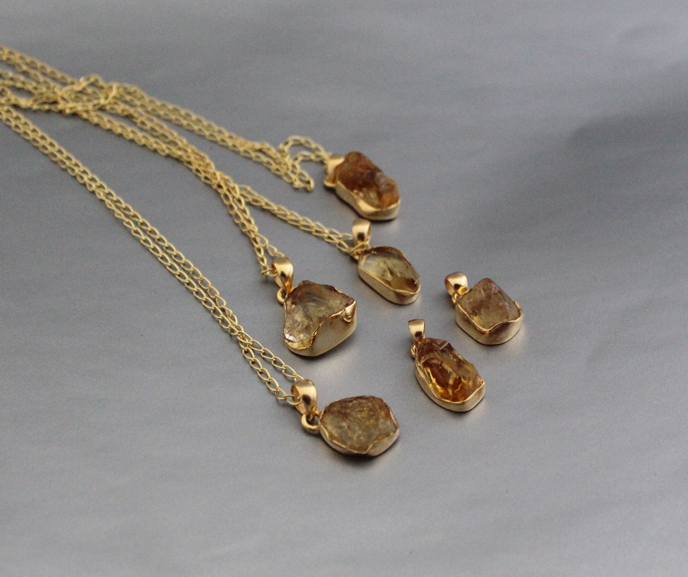 Raw Citrine Pendant Necklace, November Birthstone Necklace, Raw Citrine Necklace, Dainty Necklace, Raw Stone Necklace, Boho Style Necklace