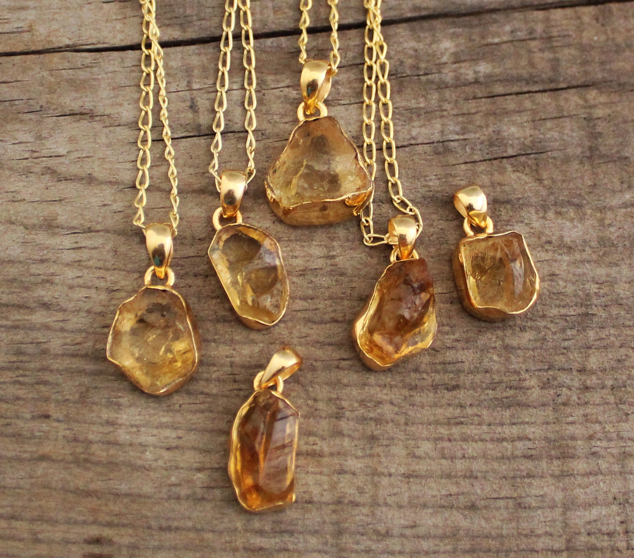 Raw Citrine Pendant Necklace, November Birthstone Necklace, Raw Citrine Necklace, Dainty Necklace, Raw Stone Necklace, Boho Style Necklace