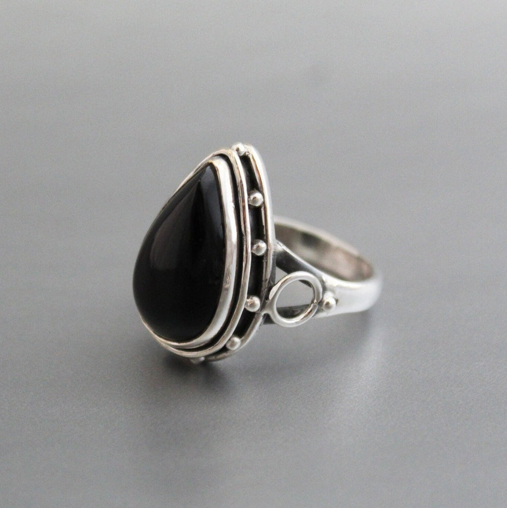Black onyx ring, 925 Sterling Silver Ring, Antique Vintage Style Jewelry, Birthstone Jewelry, Boho Handmade Jewelry