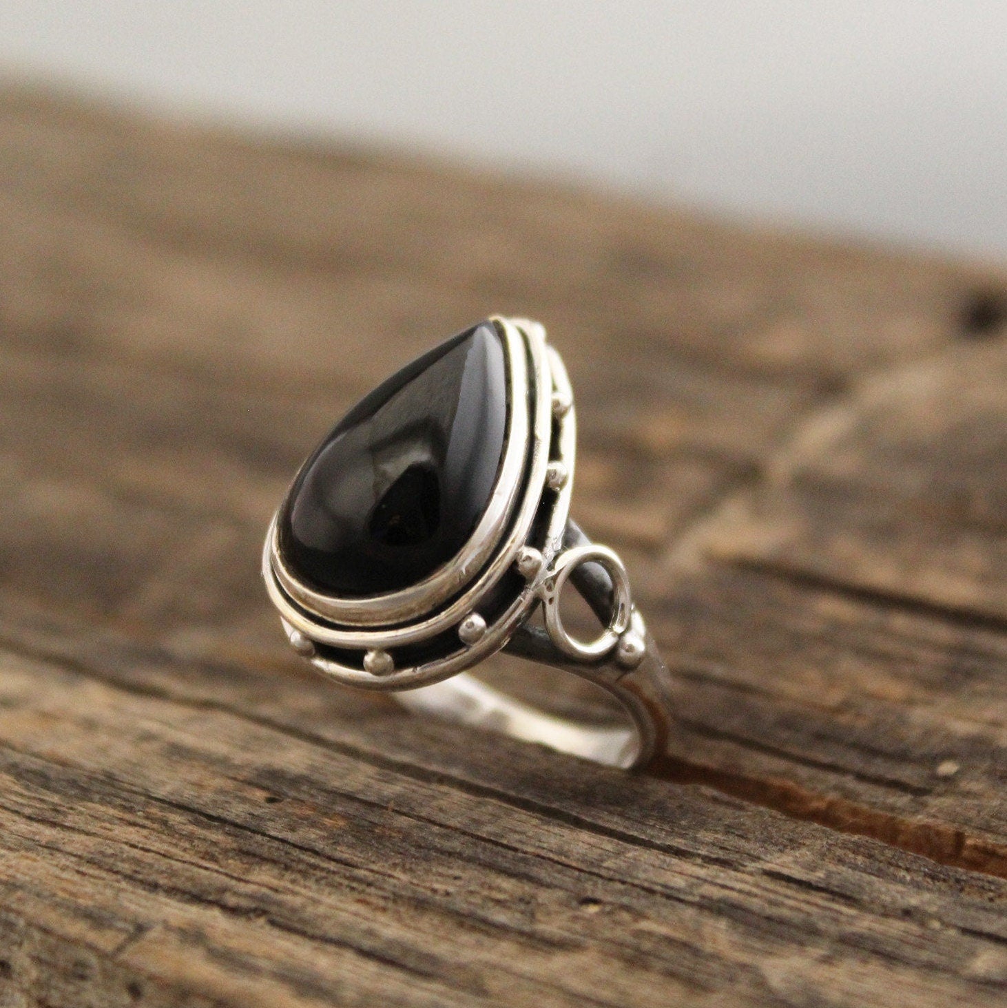 Black onyx ring, 925 Sterling Silver Ring, Antique Vintage Style Jewelry, Birthstone Jewelry, Boho Handmade Jewelry