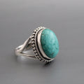 Sterling Silver Oval Turquoise Gemstone Ring, December Birthstone, Turquoise Statement Ring, gift for mom