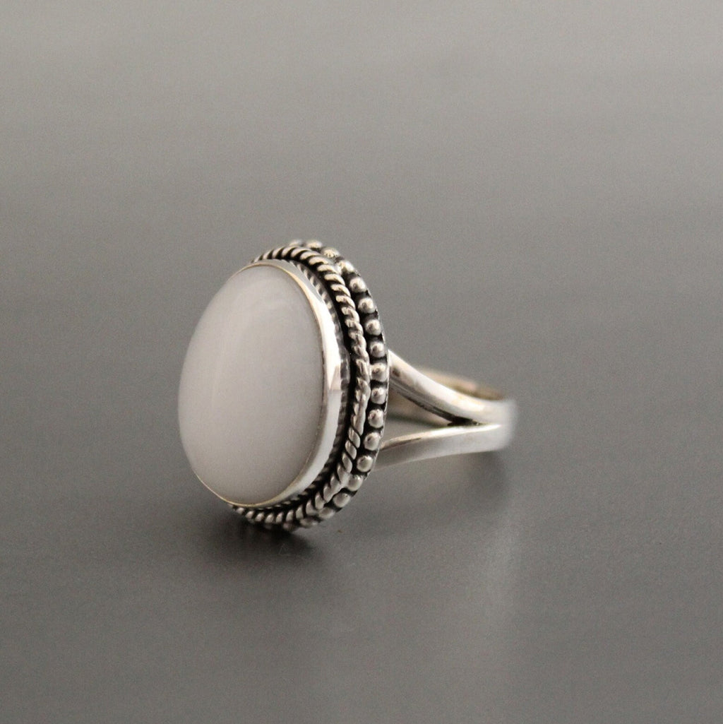 Handmade White Agate Ring, Sterling Silver Boho Statement Ring, gemstone ring, birthstone ring jewelry