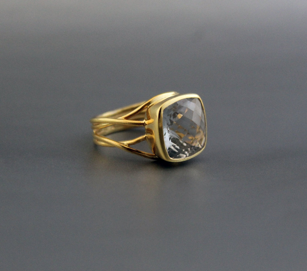 Green Amethyst Prasiolite Ring, 925 Solid Sterling Silver, 14k Gold Vermeil, Gift For Mother, rings for women