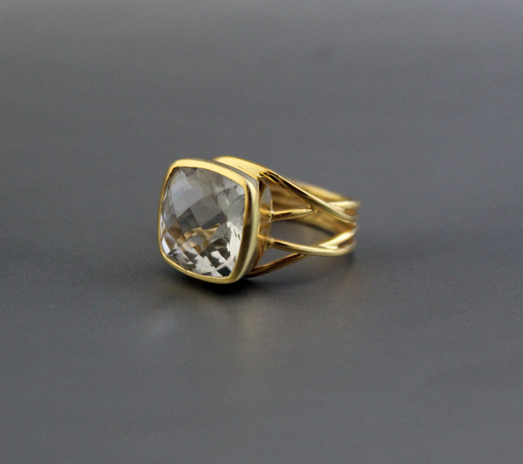 Green Amethyst Prasiolite Ring, 925 Solid Sterling Silver, 14k Gold Vermeil, Gift For Mother, rings for women