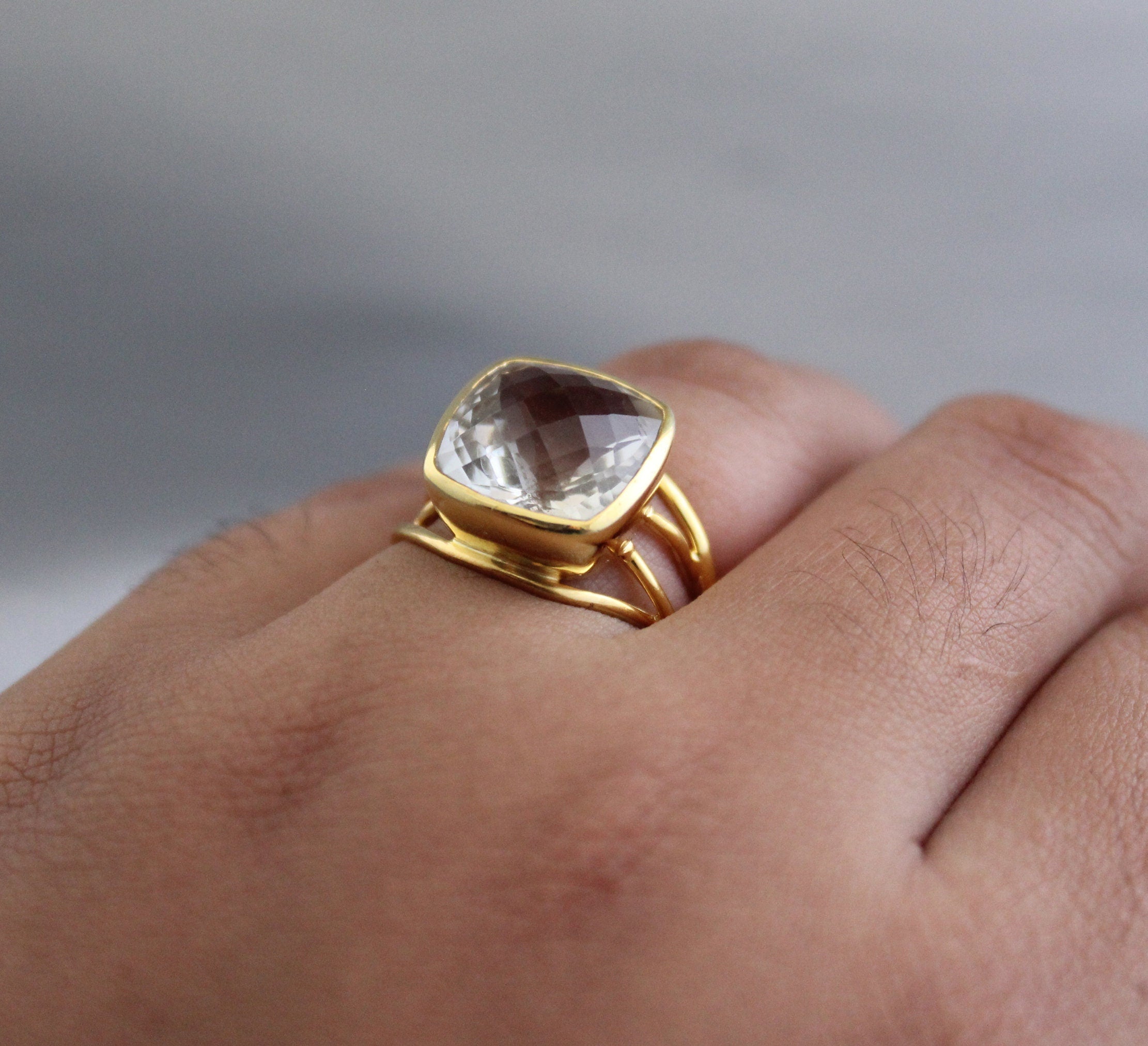Green Amethyst Prasiolite Ring, 925 Solid Sterling Silver, 14k Gold Vermeil, Gift For Mother, rings for women