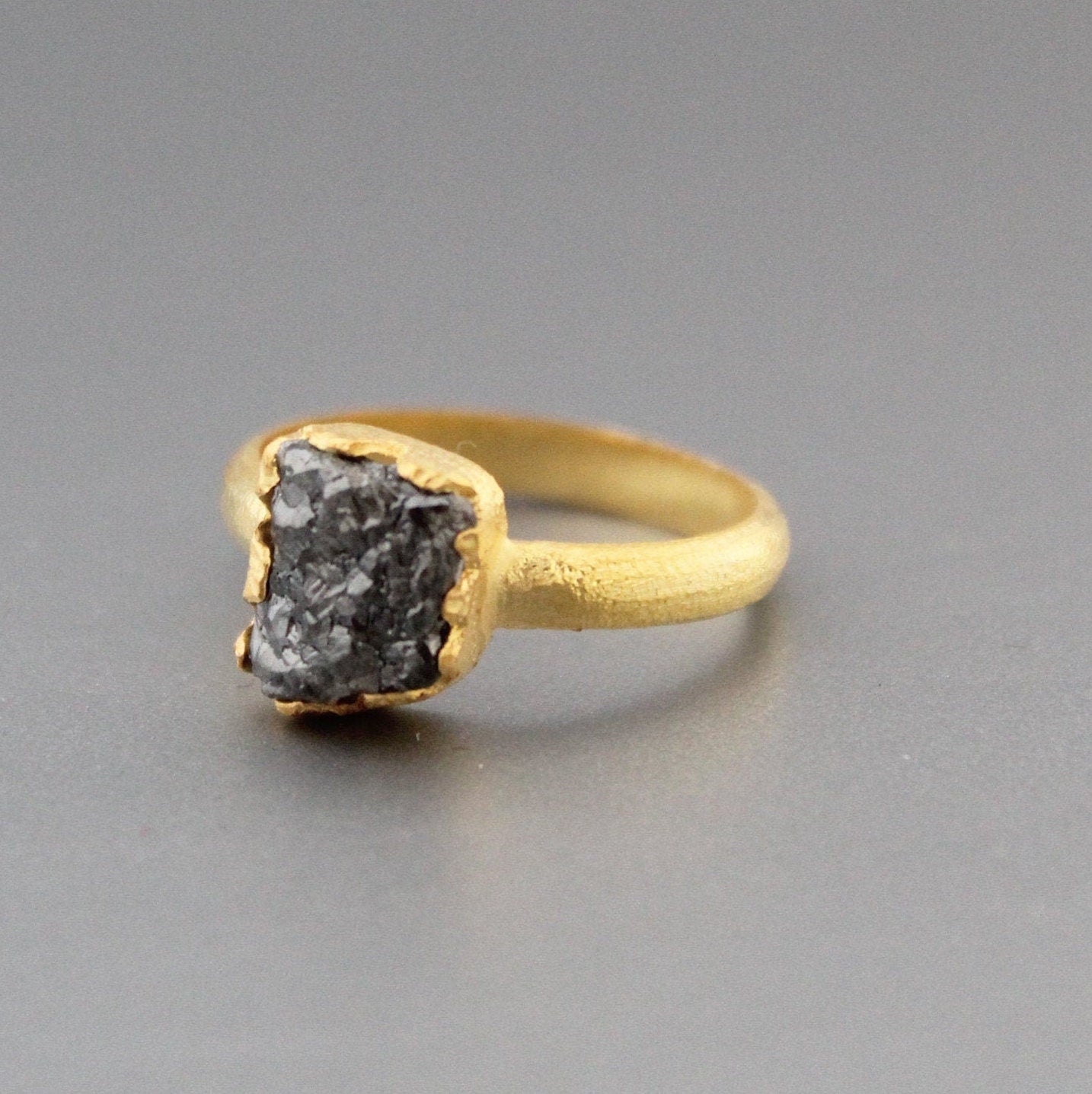 Raw Diamond Engagement Ring, 18K Gold Filled April Birthstone, Dainty ring, Minimalist ring, Gemstone ring