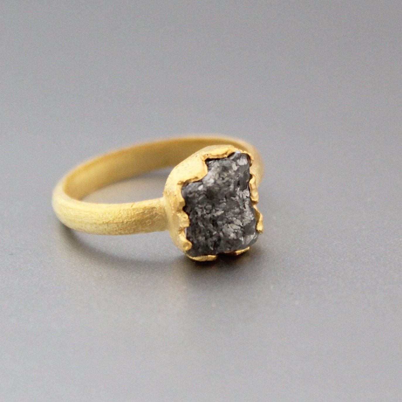 Raw Diamond Engagement Ring, 18K Gold Filled April Birthstone, Dainty ring, Minimalist ring, Gemstone ring