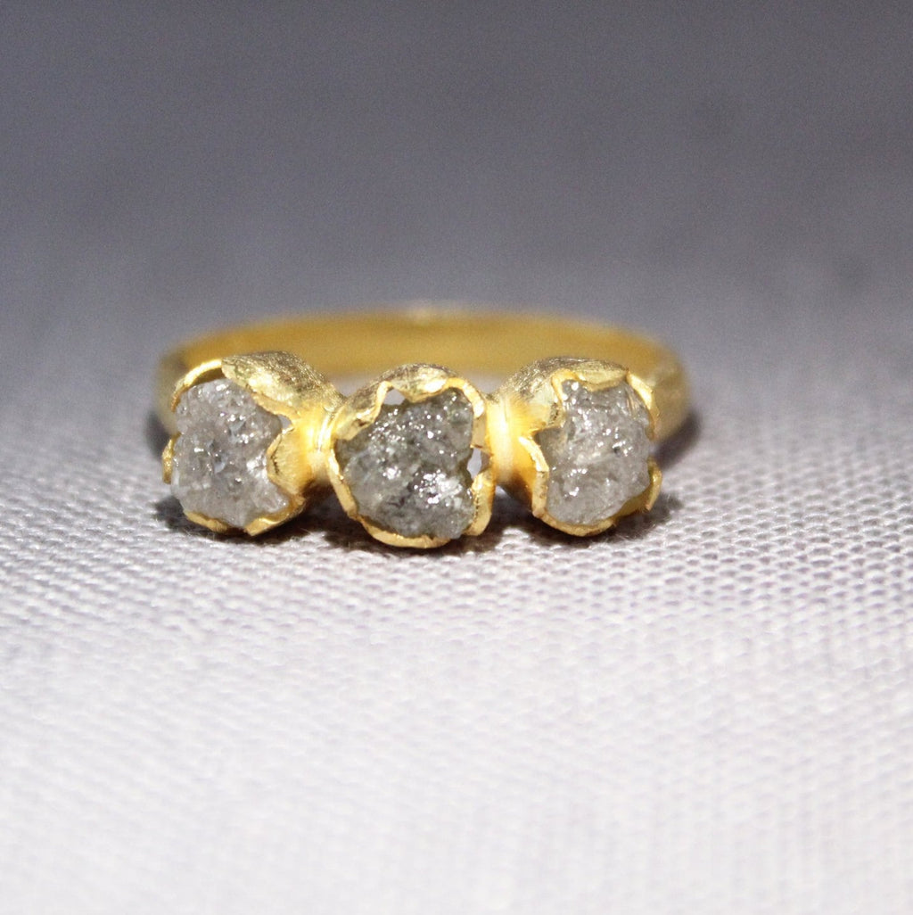 Raw Diamond Ring, April Birthstone, 18K Gold Filled, diamond ring-raw diamond ring, gift for bride