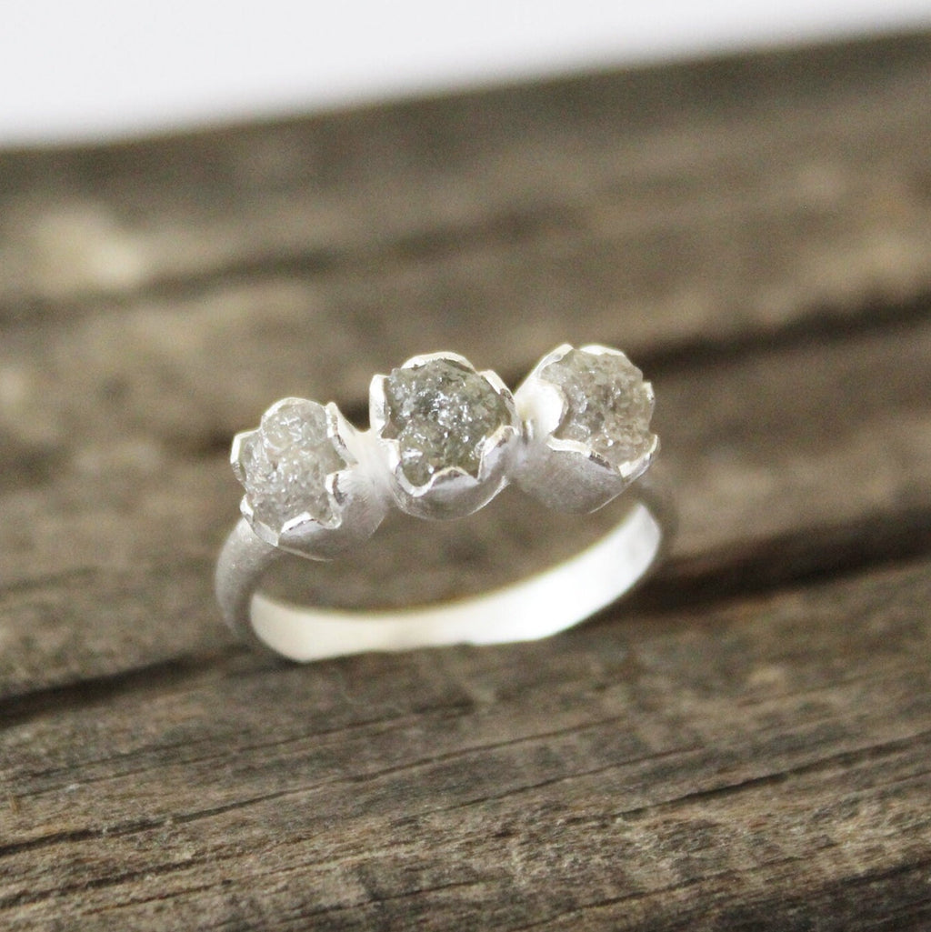 Raw Diamond Ring, April Birthstone, 18K Gold Filled, diamond ring-raw diamond ring, gift for bride